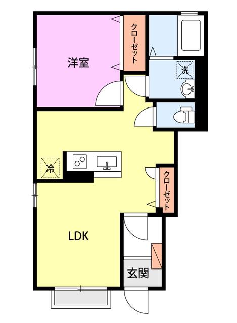 ハイム山(1LDK/1階)の間取り写真