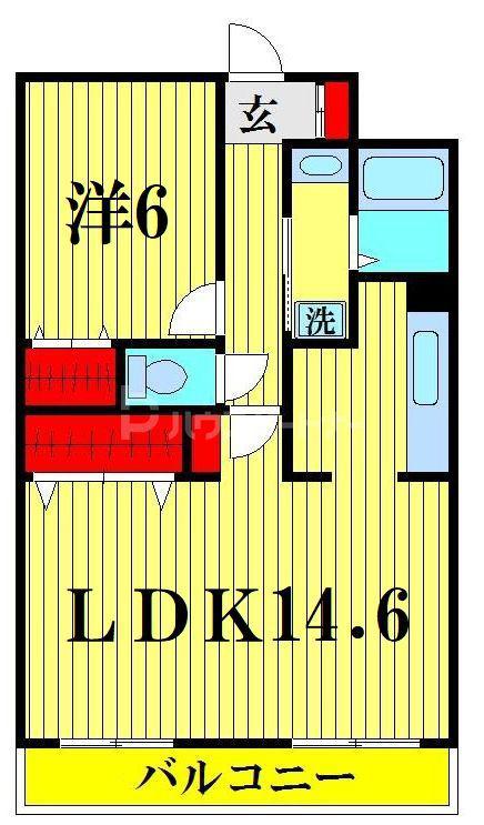 リレント谷塚(1LDK/8階)の間取り写真