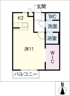 パレスタカミ(1K/2階)の間取り写真