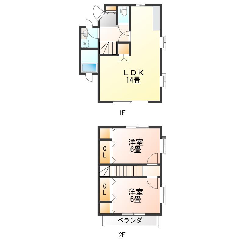 シャルム小白川B棟(2LDK/1階)の間取り写真
