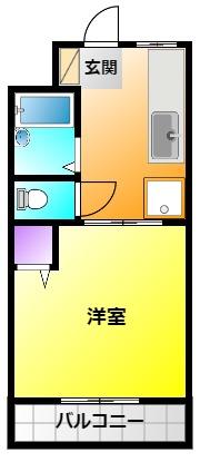 パンダハウス(1DK/3階)の間取り写真