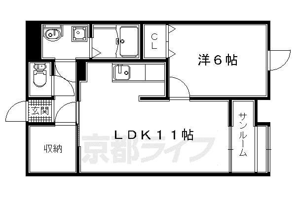 RESIDENCE槇島(1LDK/1階)の間取り写真