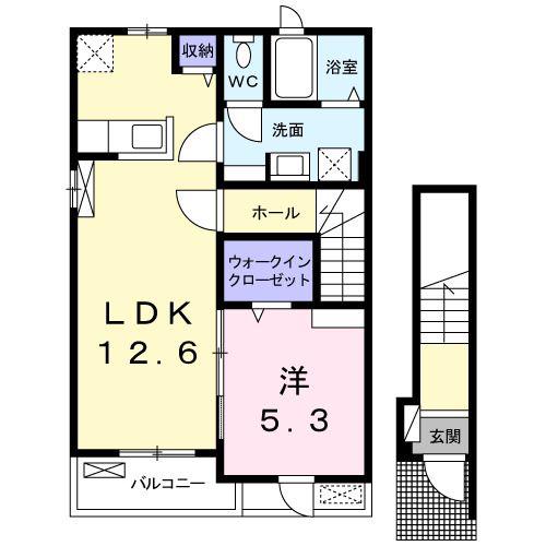 パーク サイド メグミ(1LDK/2階)の間取り写真