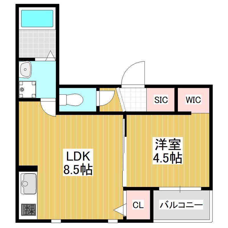 パームヴィラ笹原I(1LDK/2階)の間取り写真