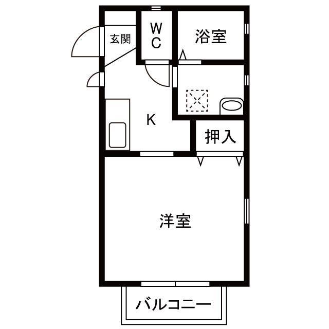 ヴィラ上星川(1K/1階)の間取り写真