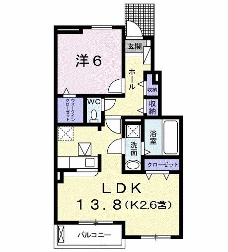 カーサ ミニヨンII(1LDK/1階)の間取り写真