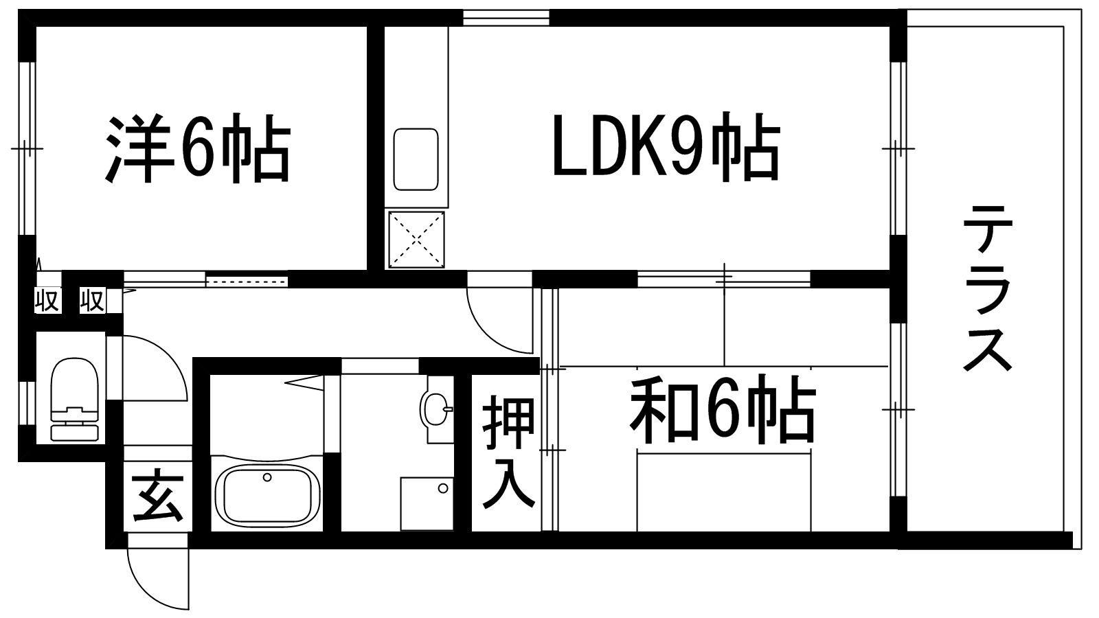 グランジュール泉ガ丘(2LDK/1階)の間取り写真