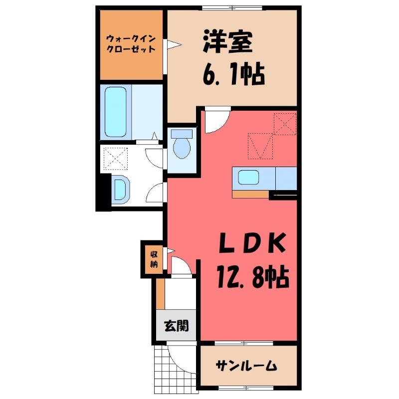 グラース(1LDK/1階)の間取り写真