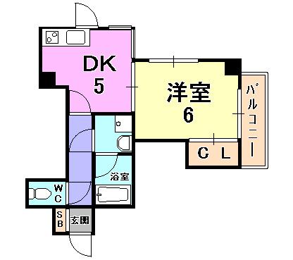 サンクレール芦屋(1DK/7階)の間取り写真