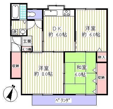 アーバンヒラタ(3DK/1階)の間取り写真