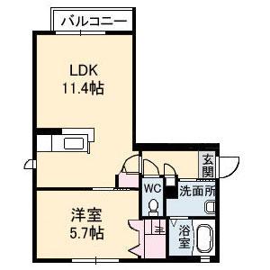 シャーメゾンフェリス 弐番館(1LDK/2階)の間取り写真