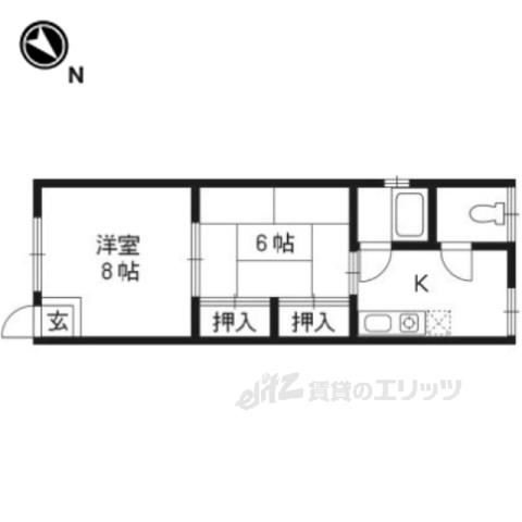 敷島第2マンション(1K/2階)の間取り写真