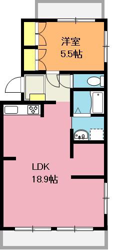 ニューパールハイツ(1LDK/2階)の間取り写真