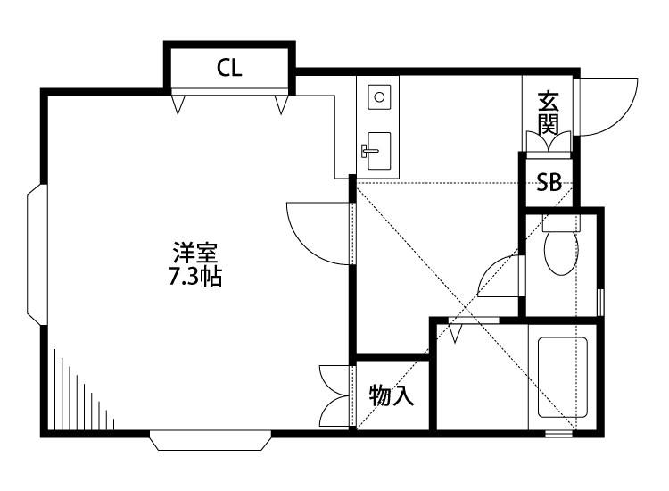 ヴィアーレ学校町(1K/1階)の間取り写真