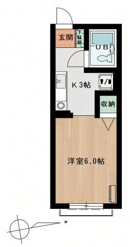 パークサイド・コーポ(1K/1階)の間取り写真