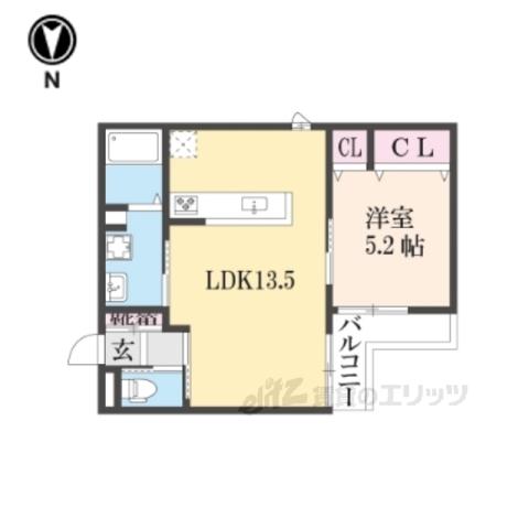 メゾン南草津(1LDK/2階)の間取り写真