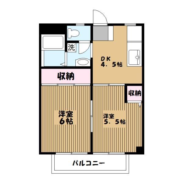 ドエルアルス神大寺II(2DK/3階)の間取り写真