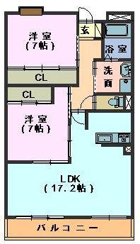 MIKAZUKI GARDEN(2LDK/3階)の間取り写真