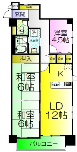 マインハイツ諏訪ノ森(3LDK/2階)の間取り写真