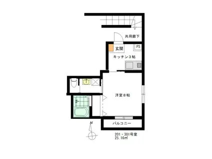 クレイブ川口(1K/3階)の間取り写真