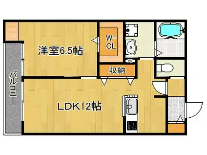 BLANC(1LDK/3階)の間取り写真