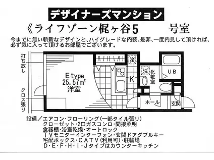 ライフゾーン梶ヶ谷5(ワンルーム/2階)の間取り写真