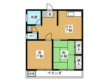 サンホワイトマンション(2DK/2階)の間取り写真