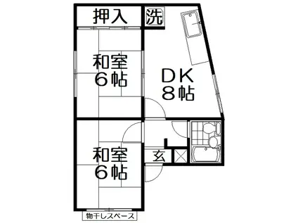 田井町マンション(2DK/4階)の間取り写真