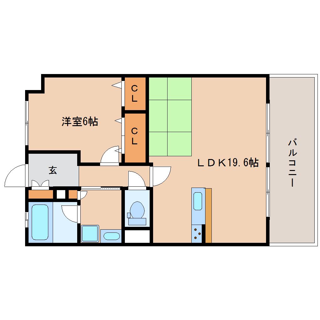K-TERRACE学研奈良登美ヶ丘(1LDK/1階)の間取り写真