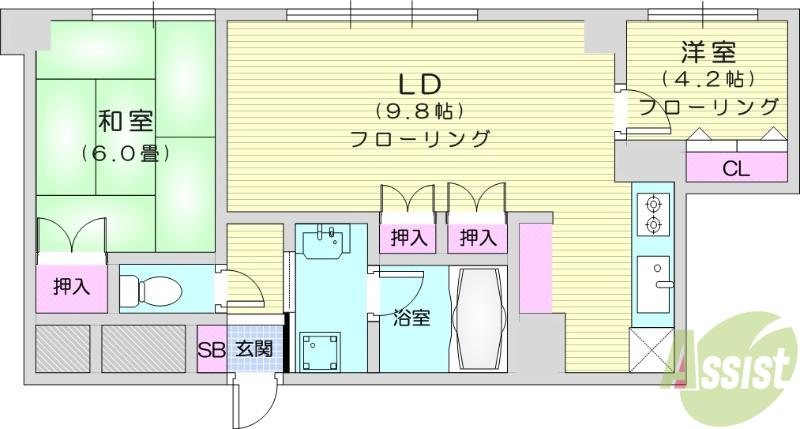 ガーデンハイツAIHARA1(2LDK/3階)の間取り写真