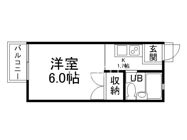 東山三条ハイツ(1K/1階)の間取り写真