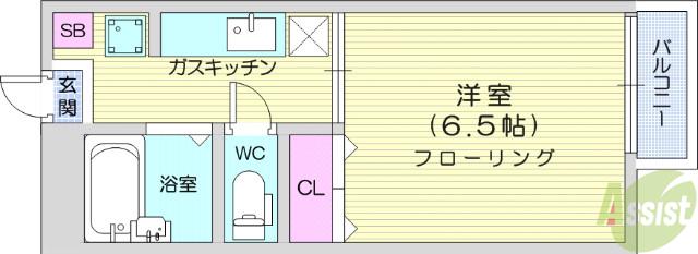 クレインK(1K/2階)の間取り写真