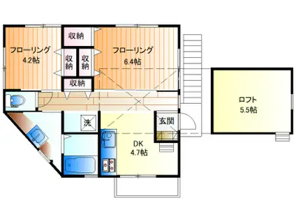 しずくハイム(2SDK/2階)の間取り写真