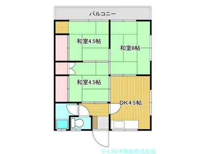 四海アパート(3DK/2階)の間取り写真