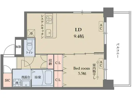 グランジット梅屋敷(1LDK/6階)の間取り写真