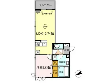 THE TERRACE御井町(1LDK/2階)の間取り写真