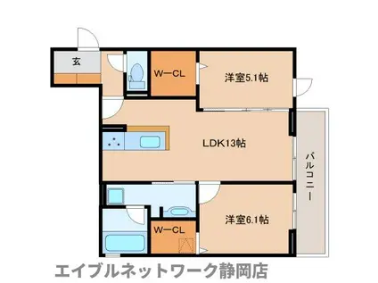 D-CREST安東1丁目(2LDK/3階)の間取り写真