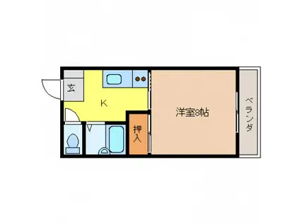 米満KハイツII(1K/1階)の間取り写真