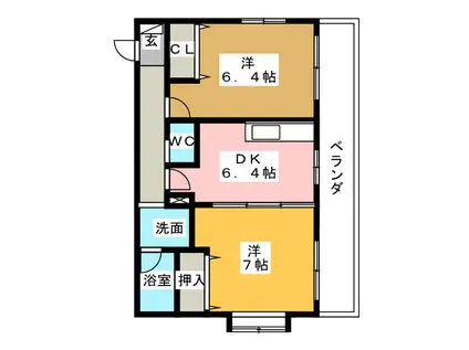 カンパネラYAOKICHI(2DK/4階)の間取り写真
