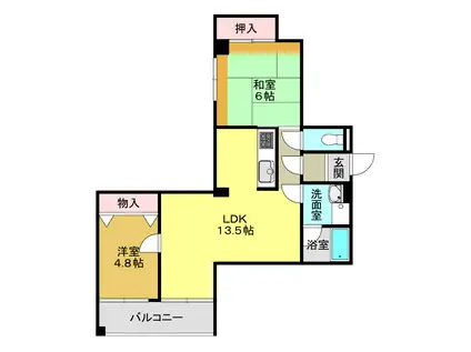 ヴィンテージハウス大和高田(2LDK/4階)の間取り写真