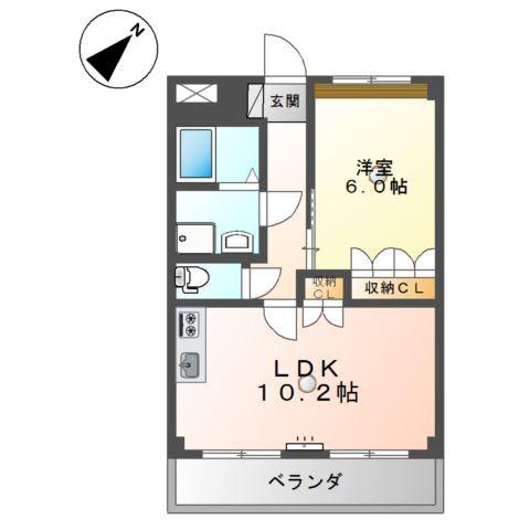 ヌーベルバーグ(1LDK/2階)の間取り写真