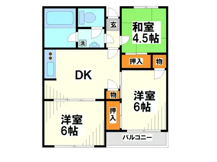 京王線 調布駅 徒歩3分 10階建 築53年(3DK/9階)の間取り写真