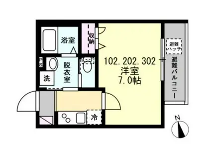 ベイルーム横須賀衣笠フロント(1K/3階)の間取り写真
