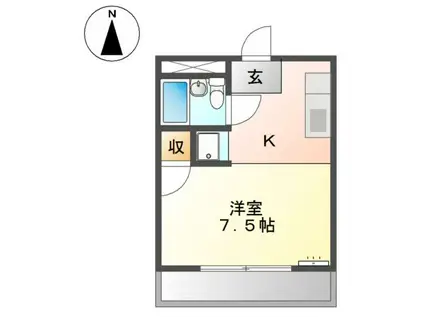ロイヤルシティ天子田(1K/3階)の間取り写真