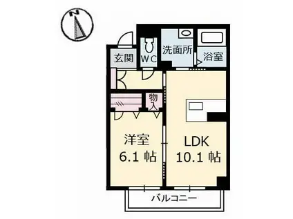 ベレオ南島田(1LDK/2階)の間取り写真