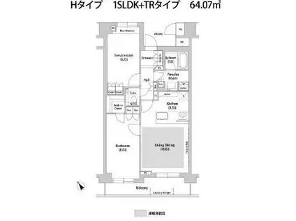 ソアラノーム大岡山(2LDK/3階)の間取り写真