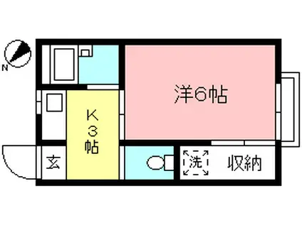 ビューハイム成城(1K/1階)の間取り写真