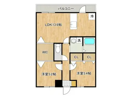 リヴィエールII(2LDK/2階)の間取り写真