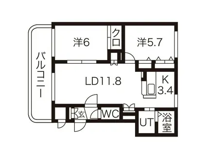 南の沢畔田マンション(2LDK/4階)の間取り写真