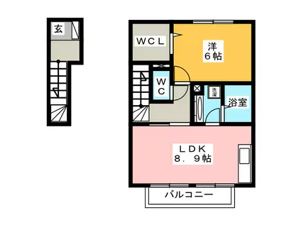 ベルカーサしきじ(1LDK/2階)の間取り写真